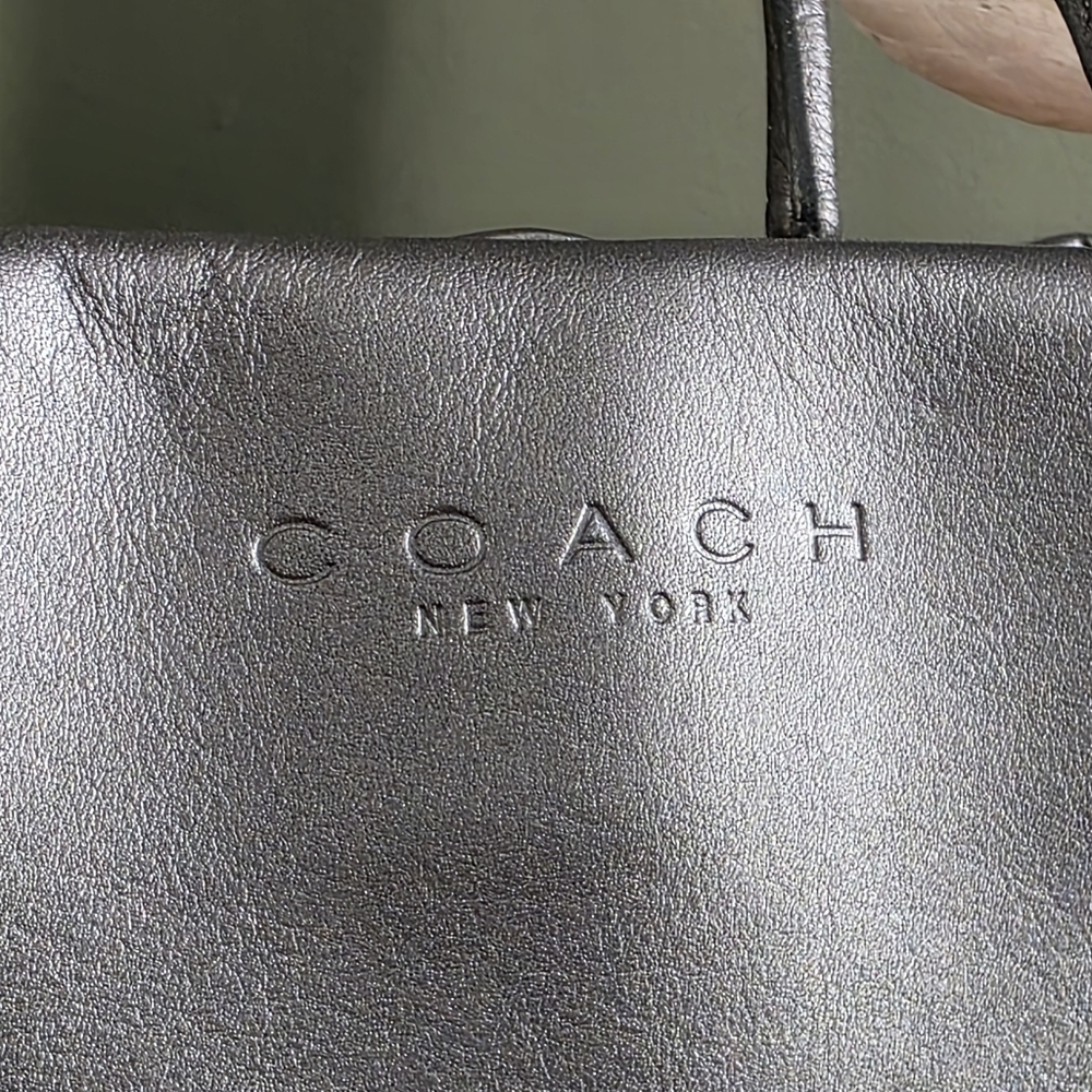 Coach 6108 Pearlized Mini Tote Gray Metallic Leather Bag Vintage - Picture 5 of 16